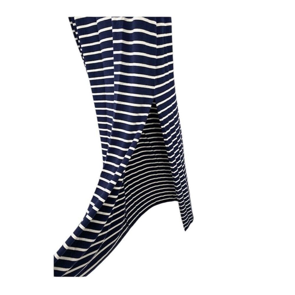 THML Maxi Dress Navy White Stripped Embroidery Detail Side Slit Boho Beachy Sz L - Picture 6 of 8
